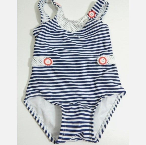 Janie and Jack Striped Polka Dot Swimsuit - Picture 1 of 3